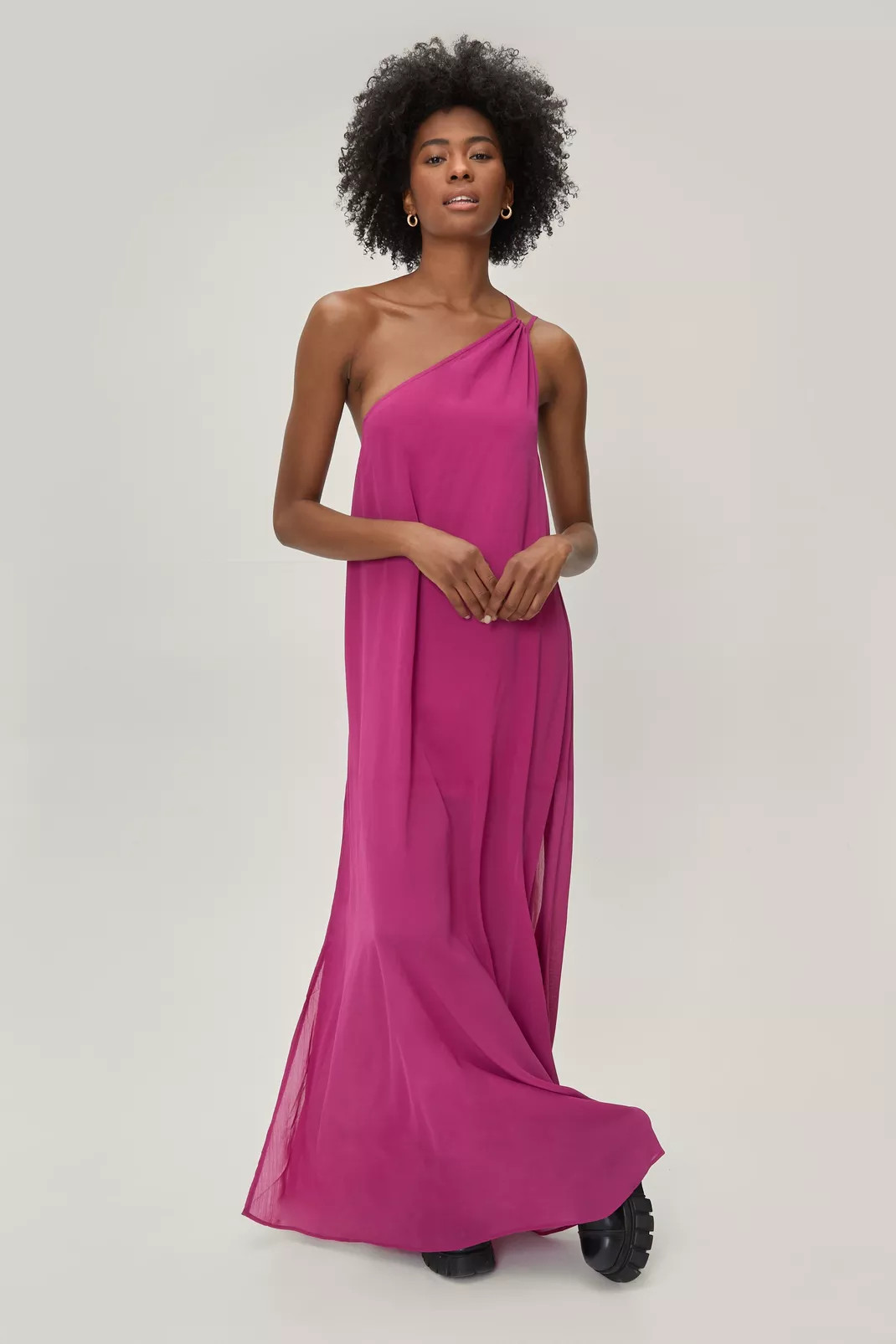 One Shoulder Chiffon Maxi Smock Dress | NastyGal (UK, IE)