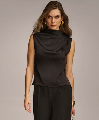 Women's Draped High Neck Sleeveless Top, Regular & Petite Sizes | Macy's