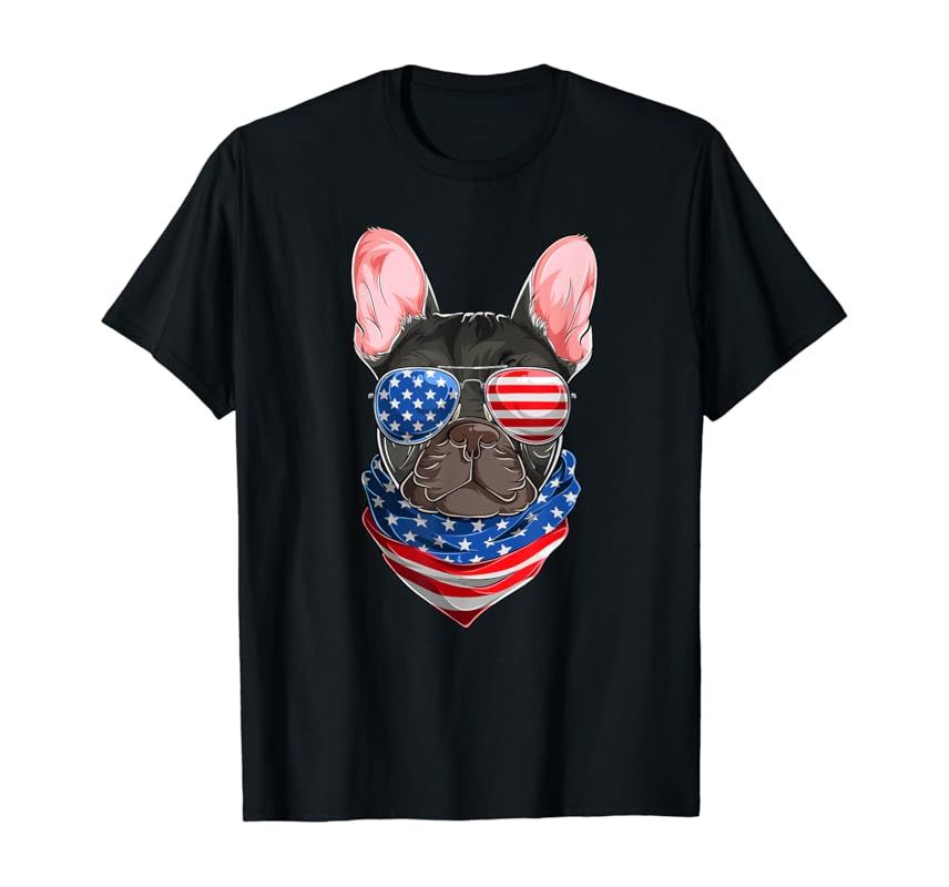 American Flag French Bulldog Shirts, Frenchie Fourth Of July T-Shirt | Amazon (US)