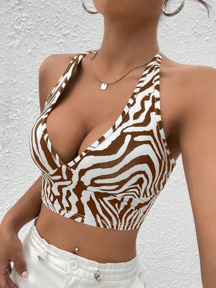 SHEIN EZwear Trägertop Mit Zebra Streifen Offenem Rücken | SHEIN