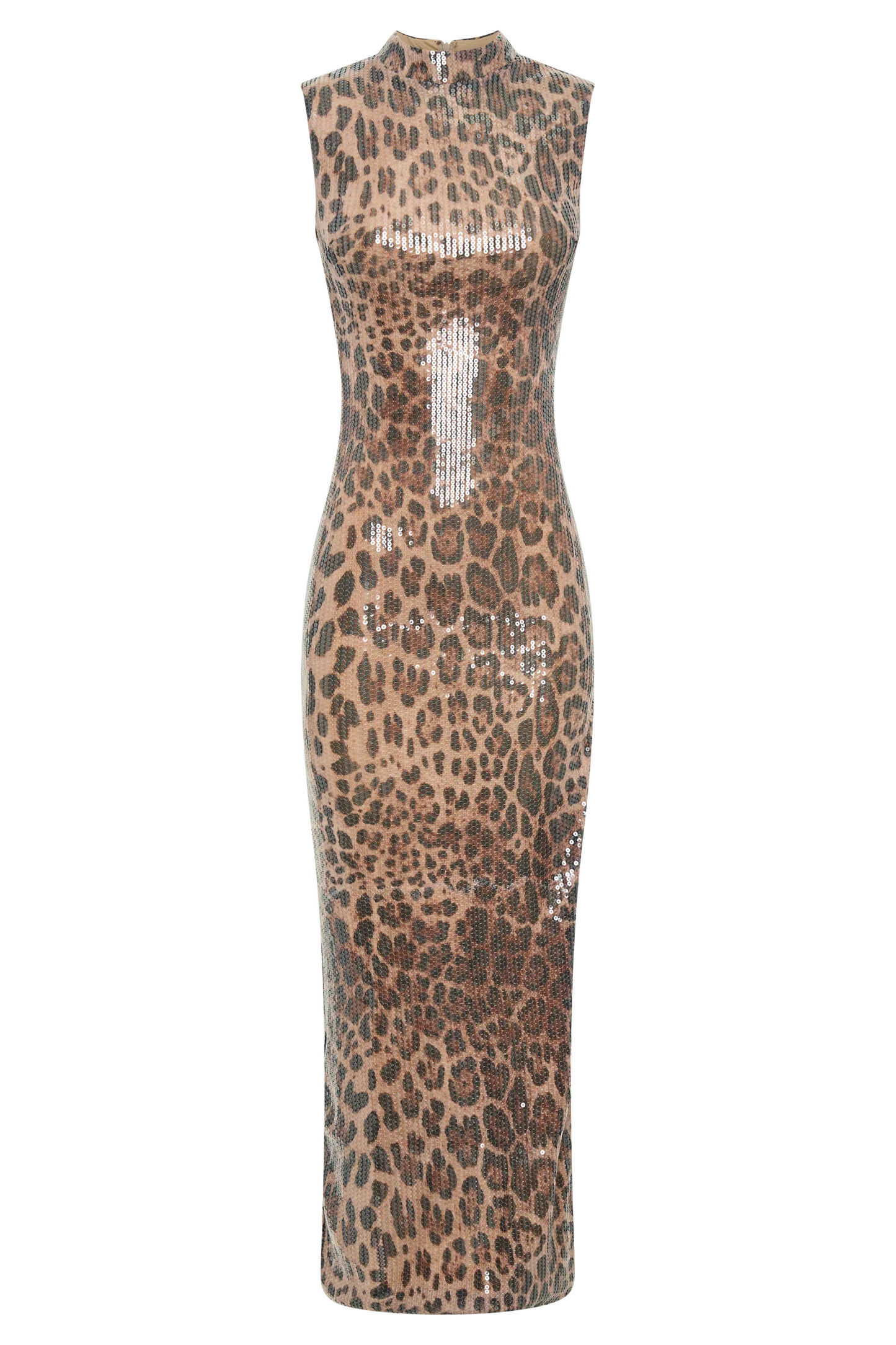 Sequin Midi Dress - Leopard Print | MESHKI US