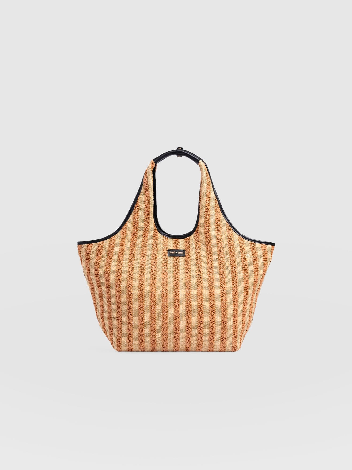 Large Stella Shoulder Tote Bag - Orange Raffia | Saint + Sofia UK