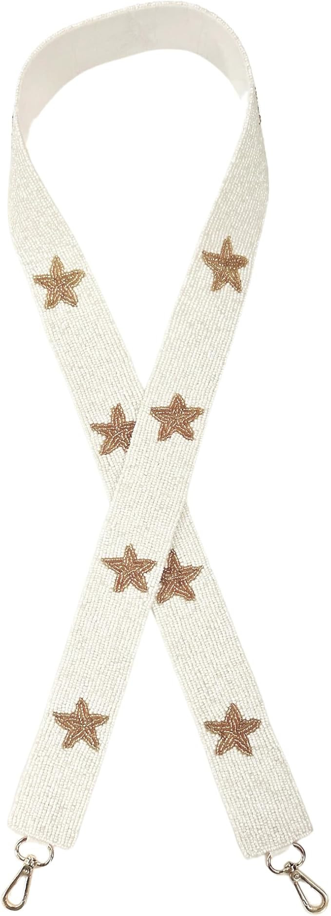 Beaded Purse Strap White with Gold Stars Girls Nashville Bride Concert for Game Day Clear Stadium... | Amazon (US)