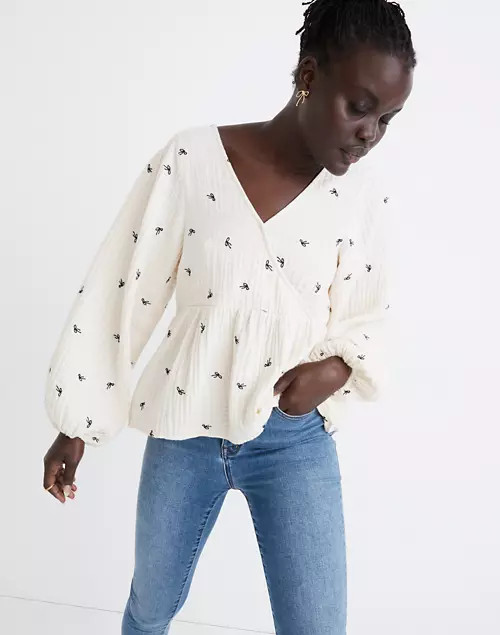 Lightspun Peplum Wrap Top in Tiny Bows | Madewell