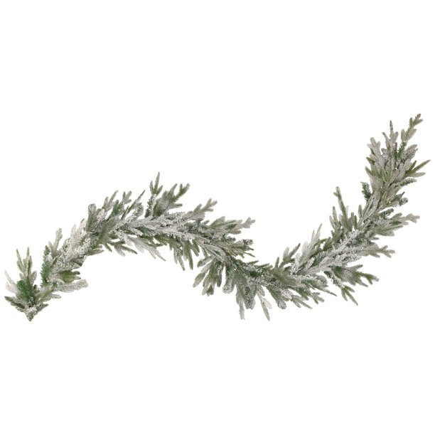 9' x 10" Pre-lit Flocked Winfield Fir Artificial Christmas Garland - Warm White LED Lights | Walmart (US)