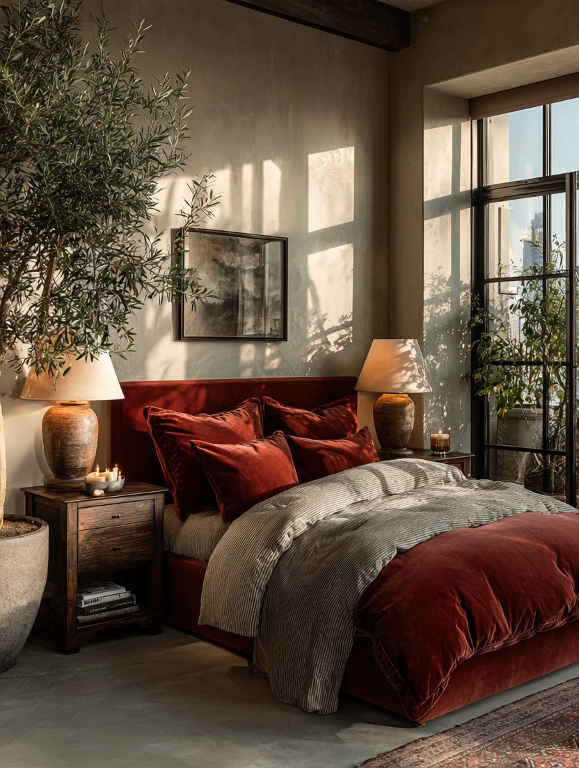 When Tuscany warmth meets Venice glamour, you get this bedroom.

Rich burgundy velvet bed. Layered velvet pillows. Soft, neutral bedding to balance the depth. And those statement ceramic lamps that feel straight out of a luxury Italian villa.

This is old-world romance with modern restraint.

The secret? Texture and contrast.
Deep velvet against natural wood.
Warm terracotta tones against soft linen.
Golden sunlight against rich, dramatic color.

If your room allows, add an olive tree in an oversized planter. It instantly elevates the space and brings that effortless European elegance home.

Moody. Warm. Glamorous.
Tuscany, reimagined.

#TuscanyStyle #ItalianInspired #MoodyBedroom #VelvetDecor #OldWorldCharm #LuxuryInteriors #EuropeanHome #WarmAndCozy #StatementLighting #DesignInspiration 

 #LTKHome
