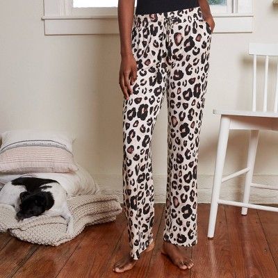 Women's Knit Animal Print Beautifully Soft Pajama Pants - Stars Above™ Oatmeal | Target