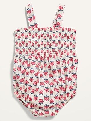 Sleeveless Smocked-Bodice Floral Romper for Baby | Old Navy (US)