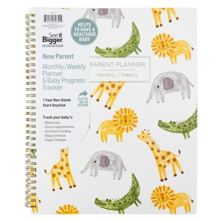 See it Bigger Monthly Weekly Parent Planner Large (9" x 11") Animals 12 Month Undated | Walmart (US)