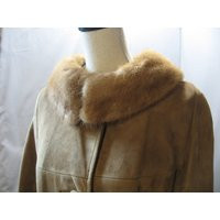 Vintage Light Brown Suede Three Quarter Length Coat With Mink Collar | Etsy (US)