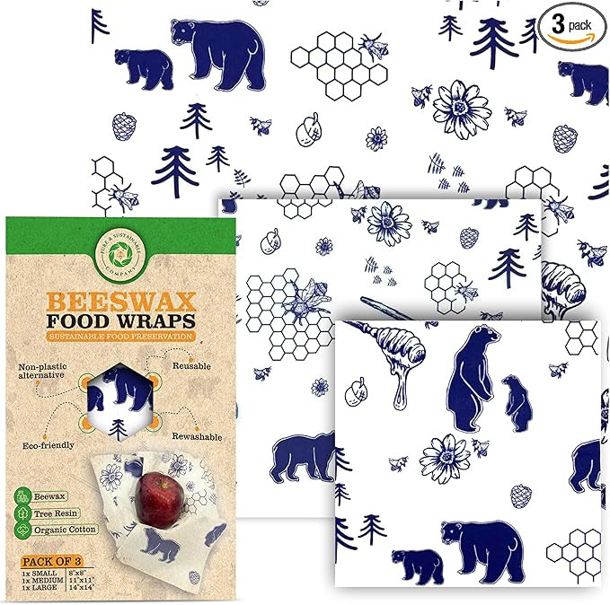 PURE & SUSTAINABLE COMPANY Beeswax Wraps - Food Storage -Pack of 3– Sustainable – Reusable - ... | Amazon (US)