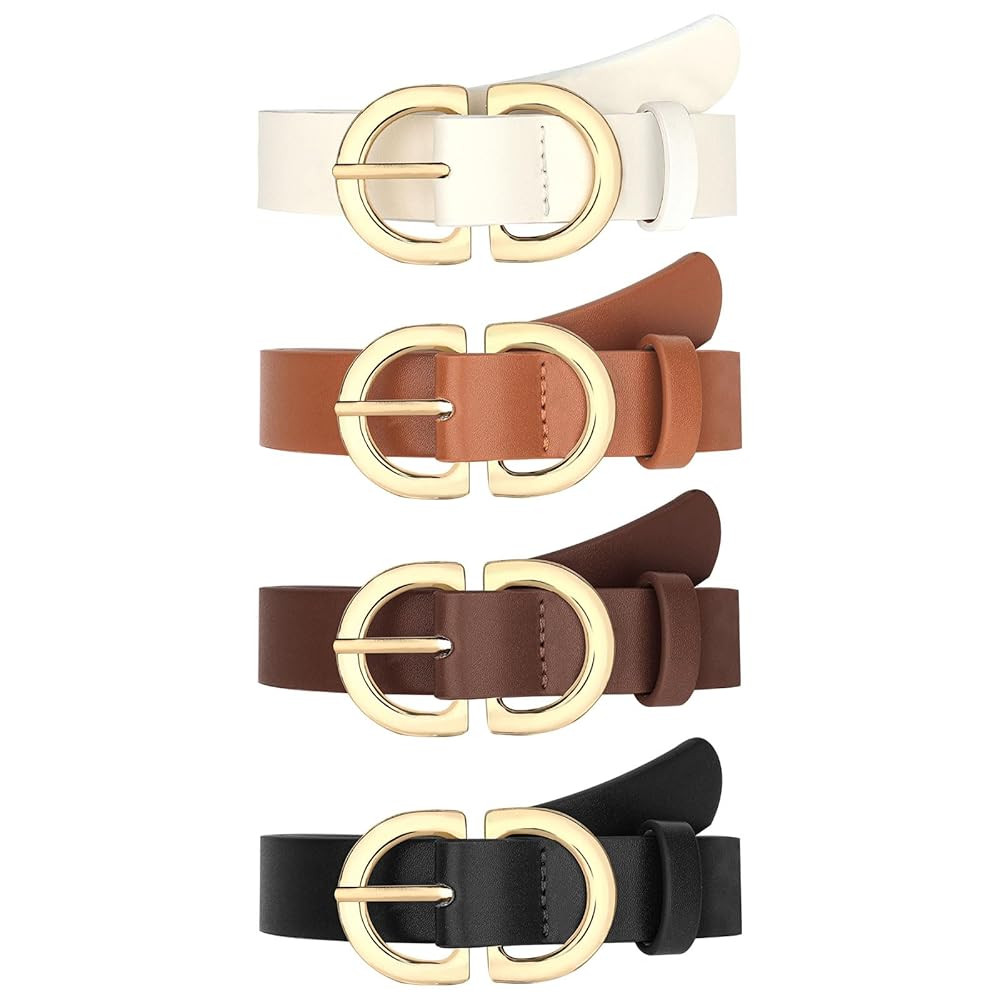 YARIEW 4 Pack Leopard Belts for Women Leather Belts for Jeans Pants Ladies Dress Belt Waist Belt ... | Amazon (US)