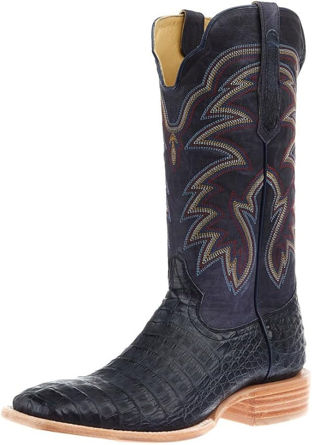 Men`s Blue Jean Caiman Vamp 13 Inch Midnight Blue Cowhide Top Boot | Amazon (US)