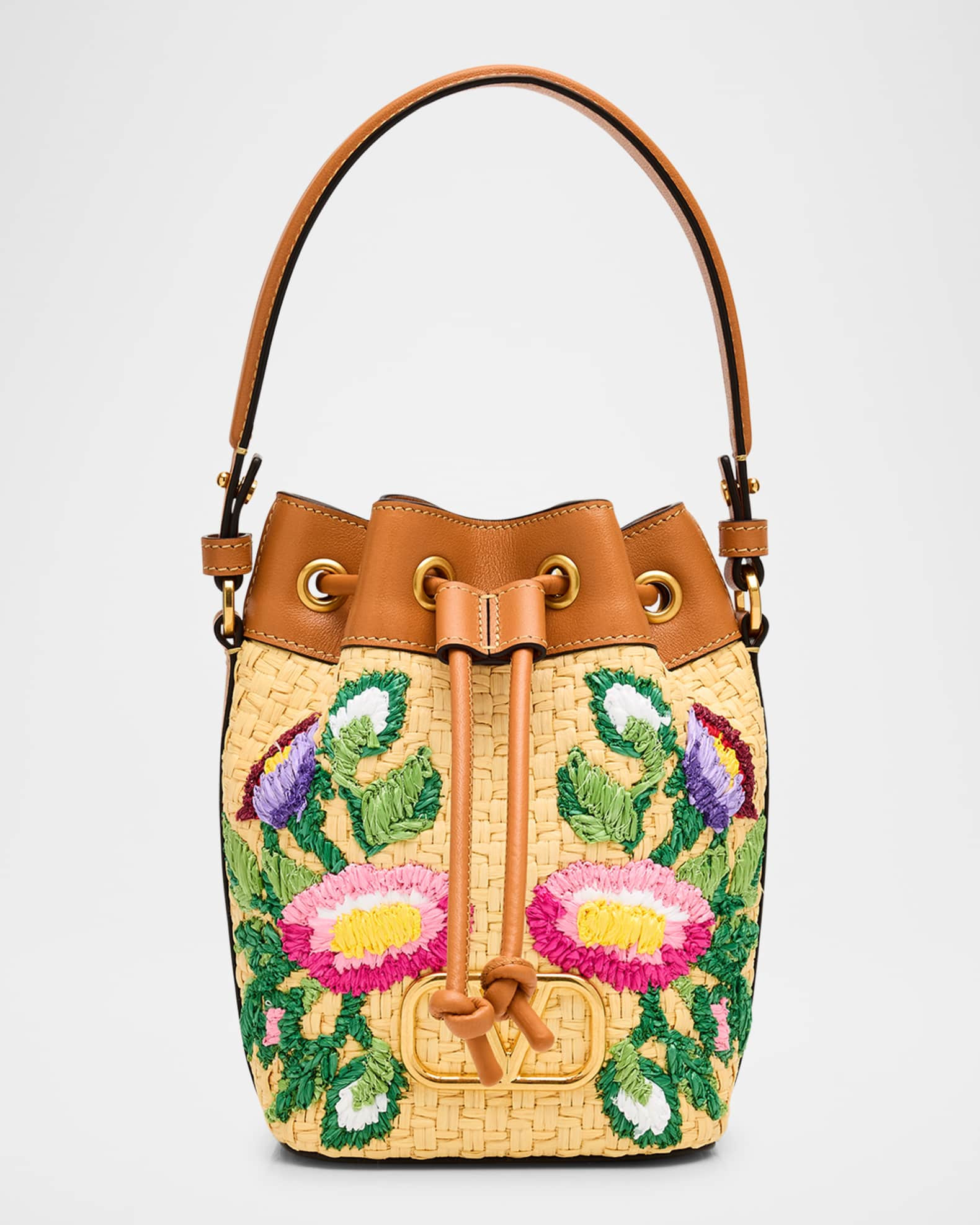 VLOGO Signature Mini Drawstring Flower Bucket Bag | Neiman Marcus