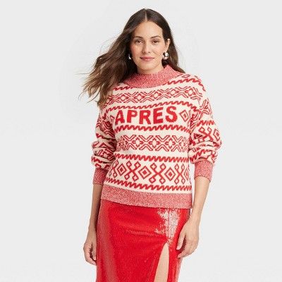 Women's Crewneck Graphic Pullover Sweater - A New Day™ Red M | Target