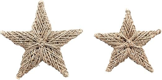 Creative Co-Op 10-1/4"H & 8-3/4"H Hand-Woven Seagrass Star Ornaments, Natural, Set of 2 | Amazon (US)