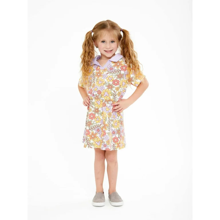 Disney Toddler Girls Mickey Mouse Floral Print Retro Dress, Sizes 2 Toddler-18 Months | Walmart (US)