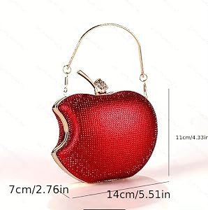pearl&she Sparkly Apple Rhinestone Handbags Diamond Women Evening Bags Bling Minaudiere Clutch Cr... | Amazon (US)