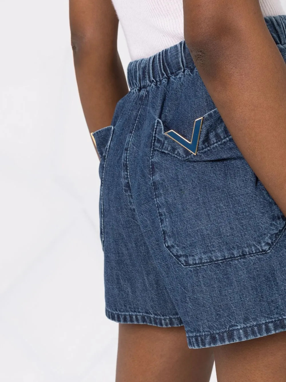 logo-plaque denim shorts | Farfetch Global