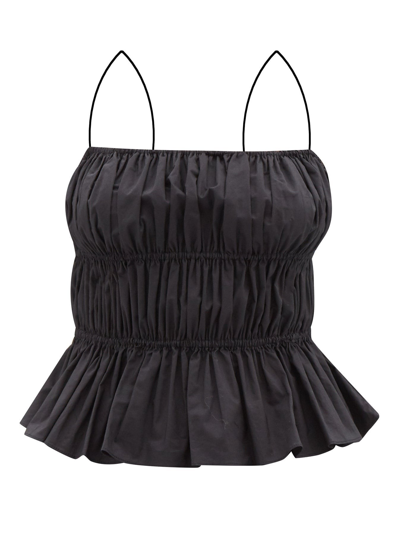 Gathered cropped organic-cotton poplin top | Matches (UK)