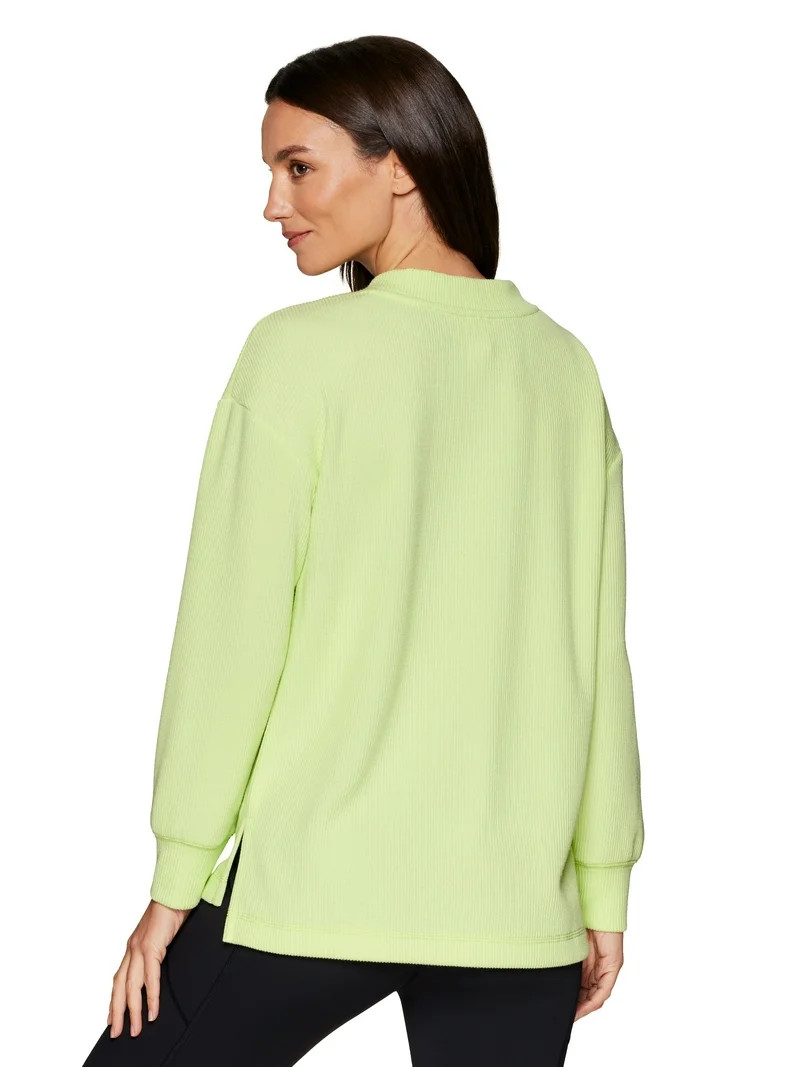 RBX Active Women's Ottoman Ribbed Lightweight V-Neck Sweatshirt | Walmart (US)