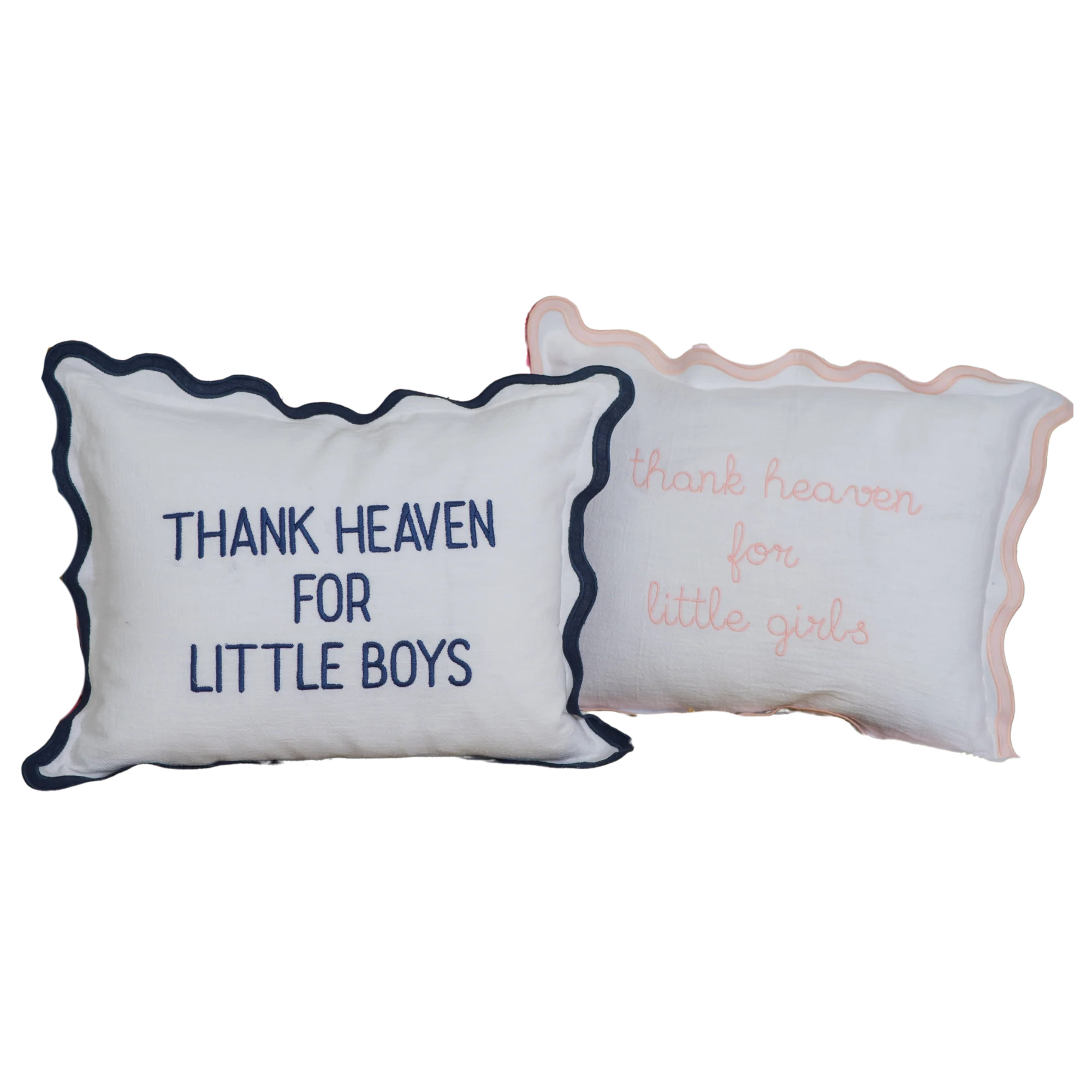 12x16 Thank Heaven for Little Boys/Girls Scalloped Pillow Cover | Rooney Embroidery