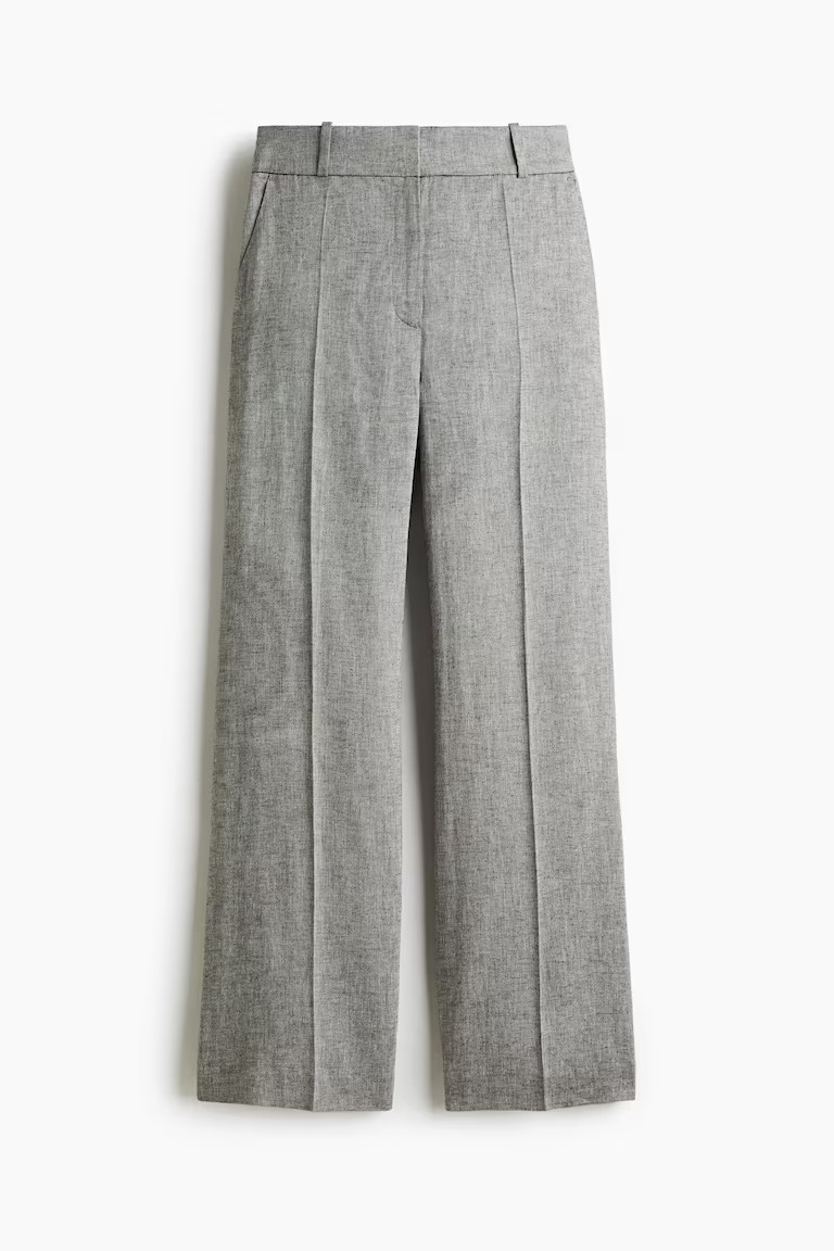 H & M - Dressy Linen-Blend Pants - Brown | H&M (US + CA)