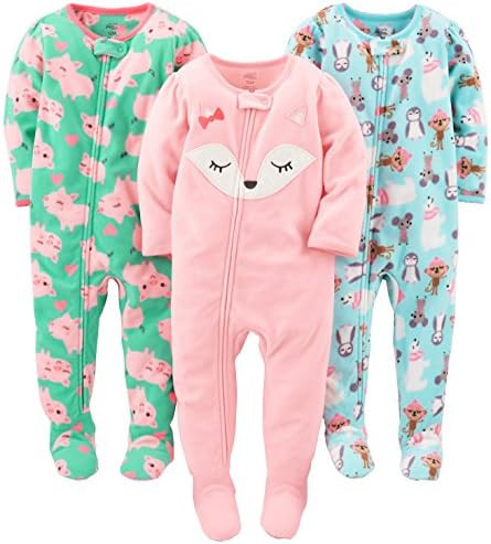 Simple Joys by Carter's girls Loose-Fit Flame Resistant Fleece Footed Pajamas | Amazon (US)