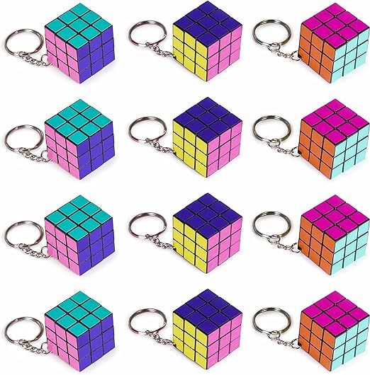 Puzzle Cube Party | Mini Retro Neon Speedcubes with Keychain | Perfect Goodie Bag Filler, Pinata ... | Amazon (US)