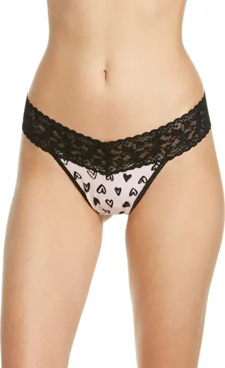 Mid Rise Lace Trim Thong | Nordstrom