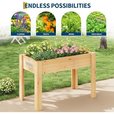 COZONY Raised Garden Bed w/High Legs and Hooks, Natural Color Wooden Elevated Planter Box w/Liner for Patio & Backyard Gardening | Target