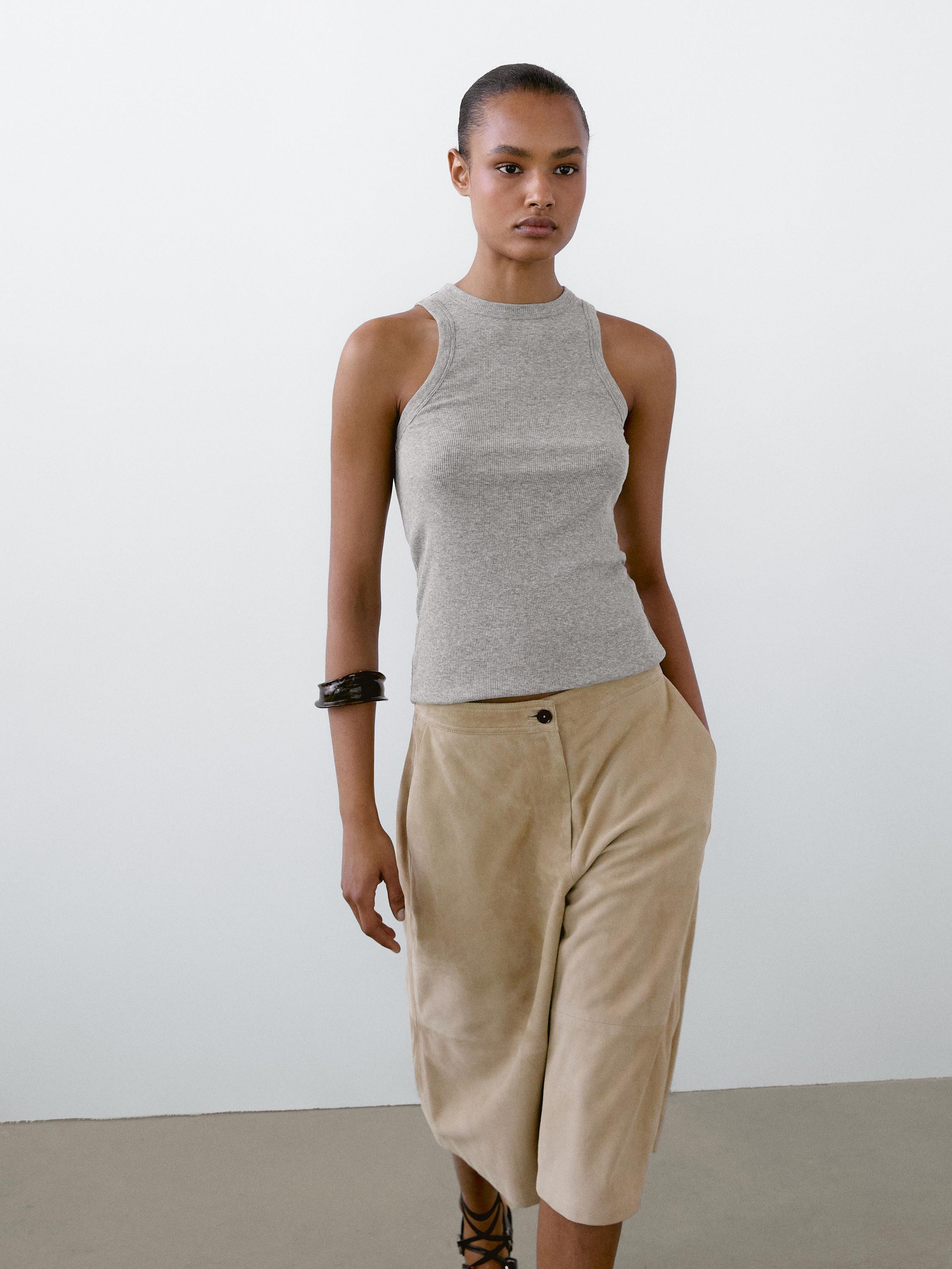 100% cotton halter top | Massimo Dutti UK