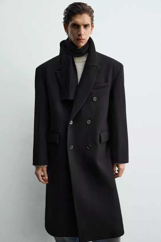 WOOL BLEND OVERSIZE FIT DOUBLE-BREASTED COAT | Zara UK