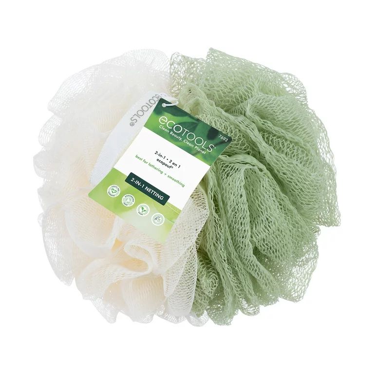 EcoTools 2-in-1 Bath Pouf for Whole-Body Cleansing, Green & Cream Loofah, for Adults 1 Count | Walmart (US)