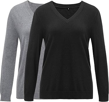 Arach&Cloz 2 Pack Womens Sweaters 2024 Lightweight Soft V Neck Long Sleeve Fall Tops Fashion Clot... | Amazon (US)