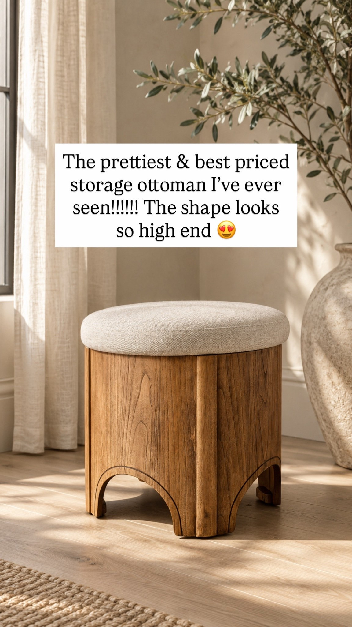 The prettiest & best priced storage ottoman I’ve ever seen!!!!!! The shape looks so high end 😍