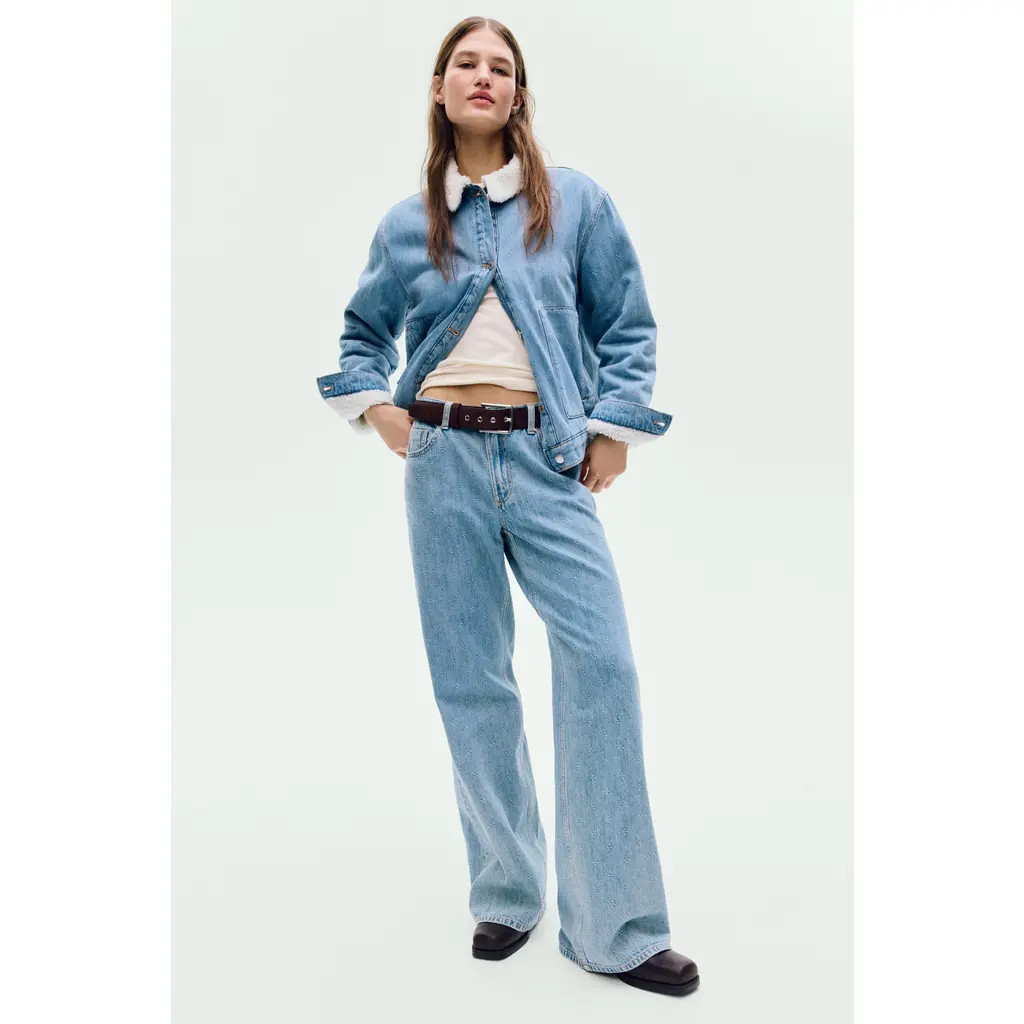 H&M Wide High Waist Jeans in Denim Blue at Nordstrom, Size 18 | Nordstrom