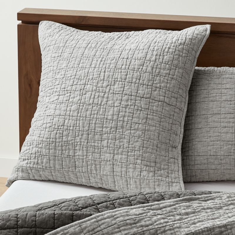 Grey Belgian Flax Linen Sham Euro + Reviews | Crate & Barrel | Crate & Barrel