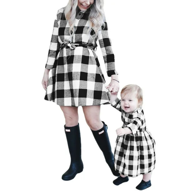 Eyicmarn Mommy and Me Outfits Plaid Christmas Dress Matching Set Mom and Daughter Xmas Party Dres... | Walmart (US)