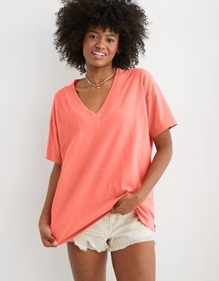 Aerie Oversized Extreme V-Neck Boyfriend T-Shirt | American Eagle Outfitters (US & CA)