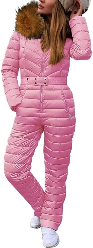 Cicy Bell Womens One Piece Ski Suits Winter Outdoor Sports Jumpsuit Fur Collar Coat Windproof Wat... | Amazon (US)