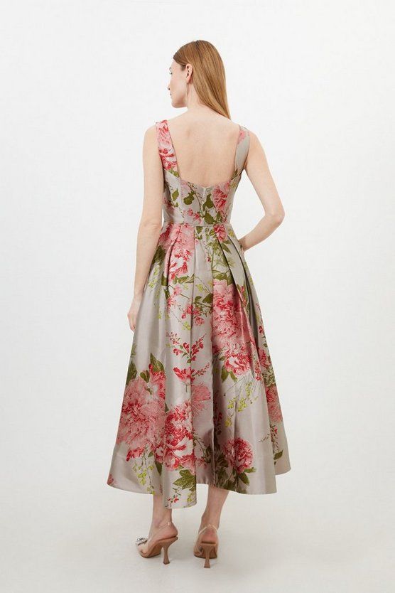 Petite Vintage Floral Print Prom Woven Maxi Dress | Karen Millen UK + IE + DE + NL