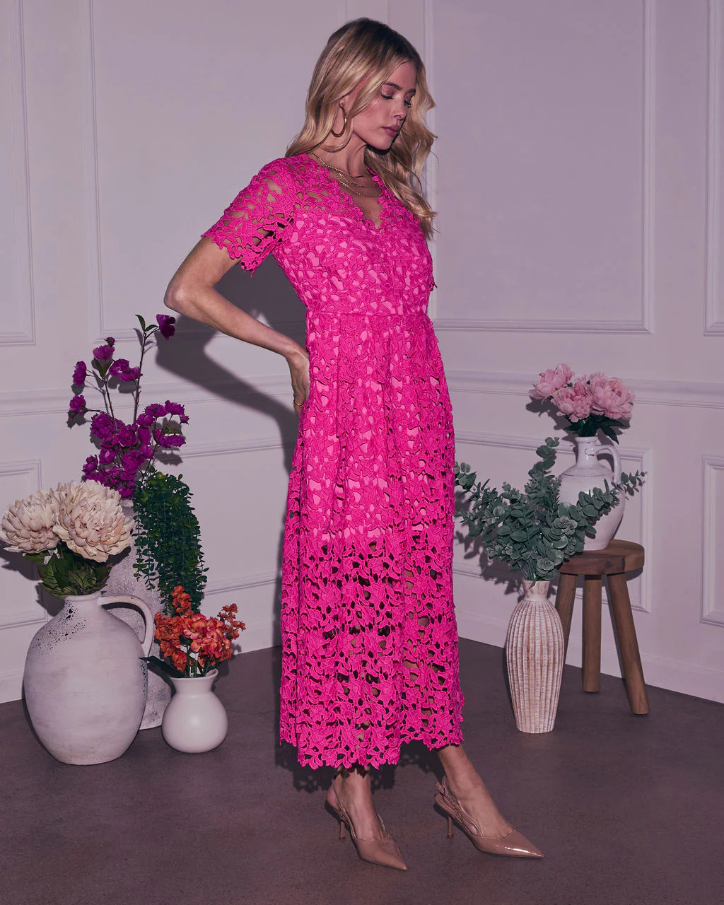 Garcelle Floral Lace Midi Dress | VICI