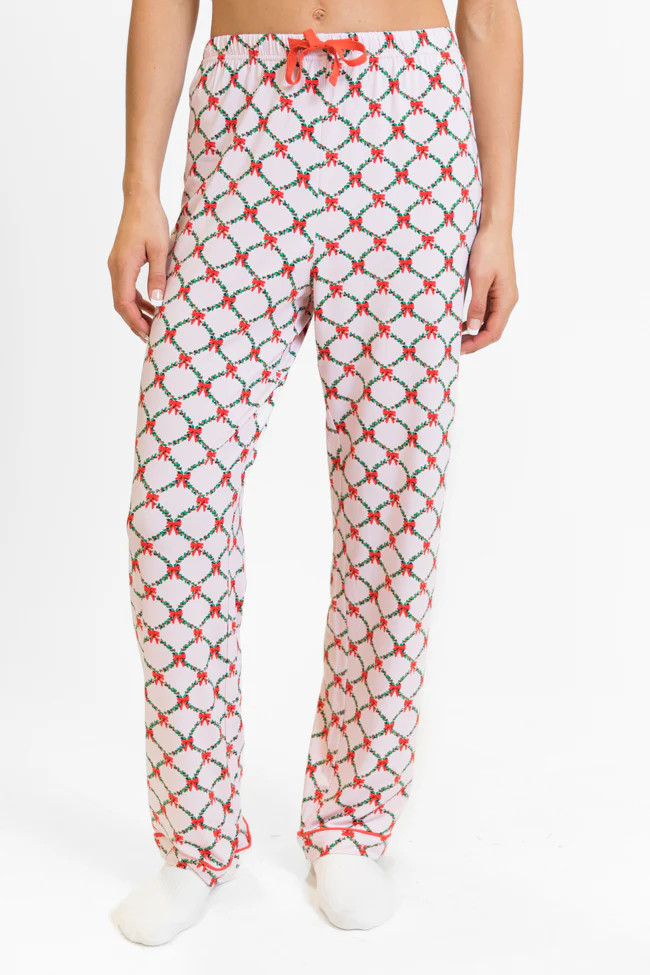 Under The Stars in Ribbons and Garland Bamboo Pajama Pants | Pink Lily