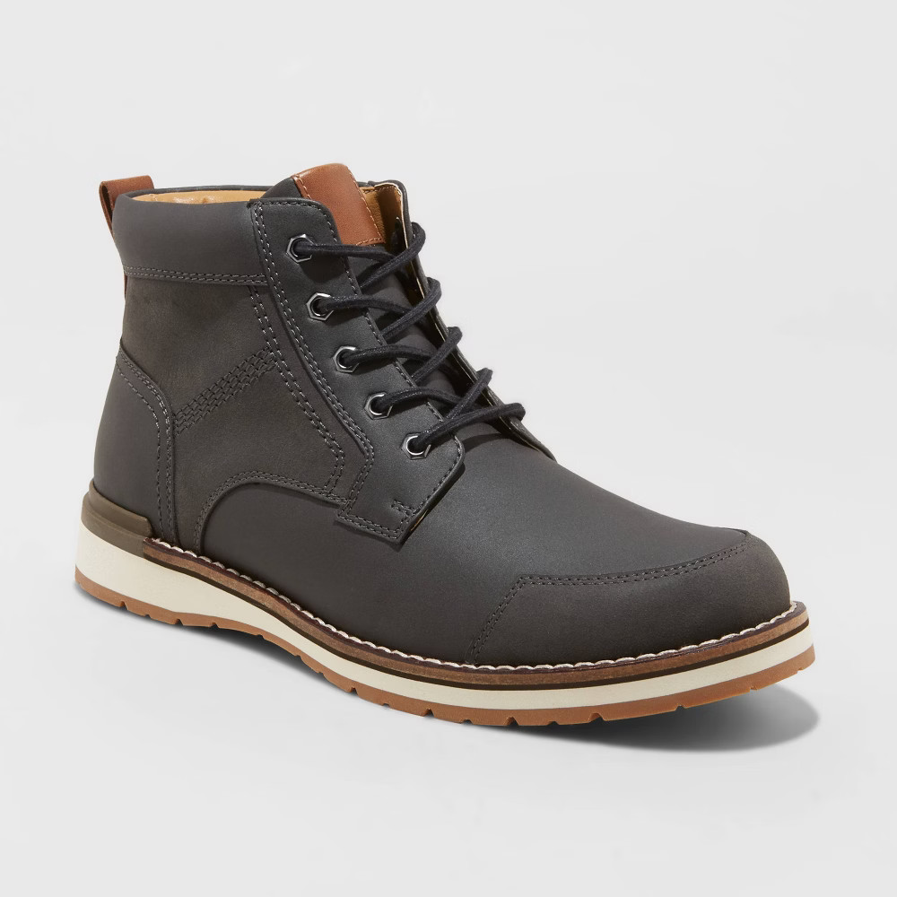 Men's Gaven Lace-Up Ankle Boots - Goodfellow & Co™ Charcoal Gray | Target
