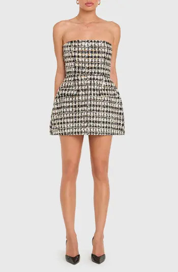 Bethany Metallic Tweed Strapless Romper | Nordstrom