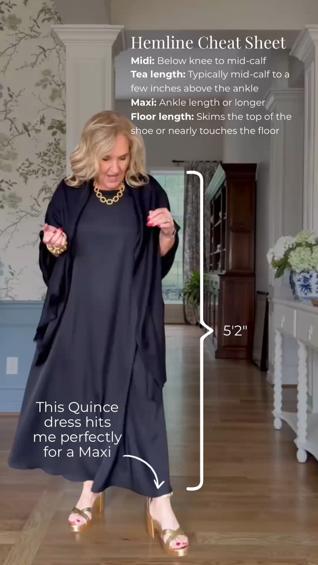 If you’re petite and wonder whether a maxi dress will actually work, this is a great example. This Quince dress hits me perfectly at a maxi length at 5'2", and the simple black silhouette makes it an easy, elegant option for everything from dinner out to a special occasion. I also love the relaxed shape—it’s comfortable without losing that polished feel.

💡 LTK MADE EASY
❤️ Heart = Support my posts!
🔖 Save = Get sale & restock alerts
📋 Lists = Keep favorites organized
📲 Share = Send lists and products to a friend. Hello, Christmas List!
💬 Comment = Ask me anything about what I'm wearing.:-)

#LTKgrwm #LTKOver40 #LTKWedding