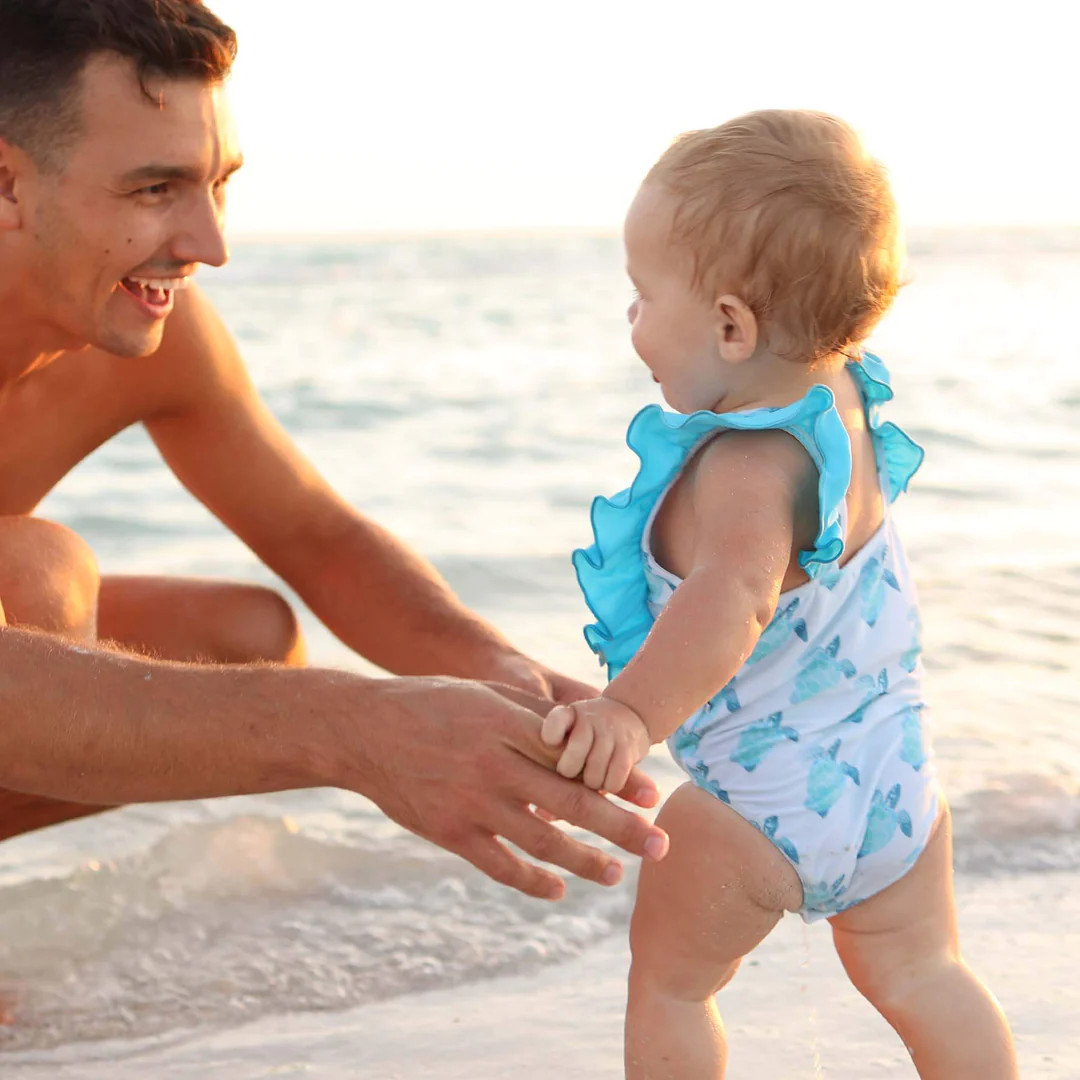 Double Ruffle One Piece | Tropical Turtles | Caden Lane
