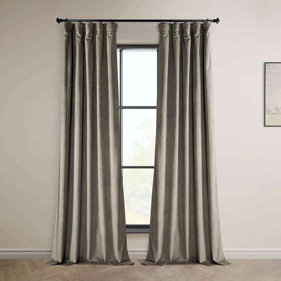 HPD Half Price Drapes VPYC-161209-96 Plush Velvet Curtain (1 Panel), 50 X 96, Gallery Taupe | Amazon (US)