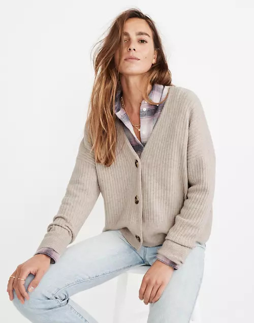 Cameron Ribbed Cardigan Sweater in Coziest Yarn | Madewell